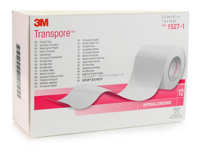 3M Transpore tape 2,5cm breed (doos a 12 stuks)